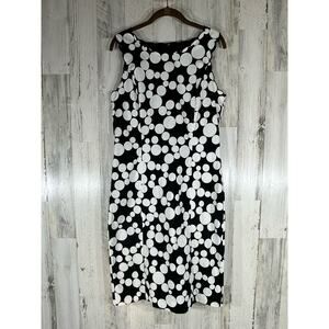 Talbots Sheath‎ Dress Size 6 Black White Dot Bubble Pattern Sleeveless Lined Zip
